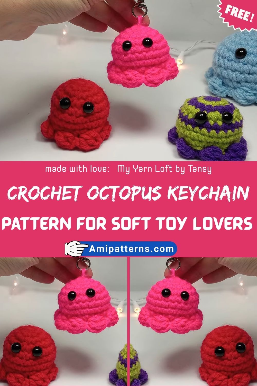 Awesome Crochet Octopus Keychain Amigurumi Pattern for Soft Toy Lovers
