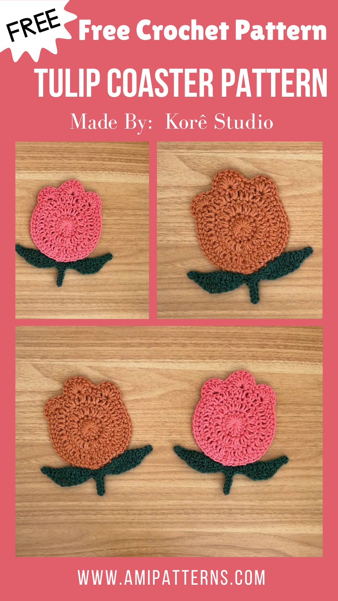 Dreamy Crochet Tulip Coaster Pattern for Cute Decor