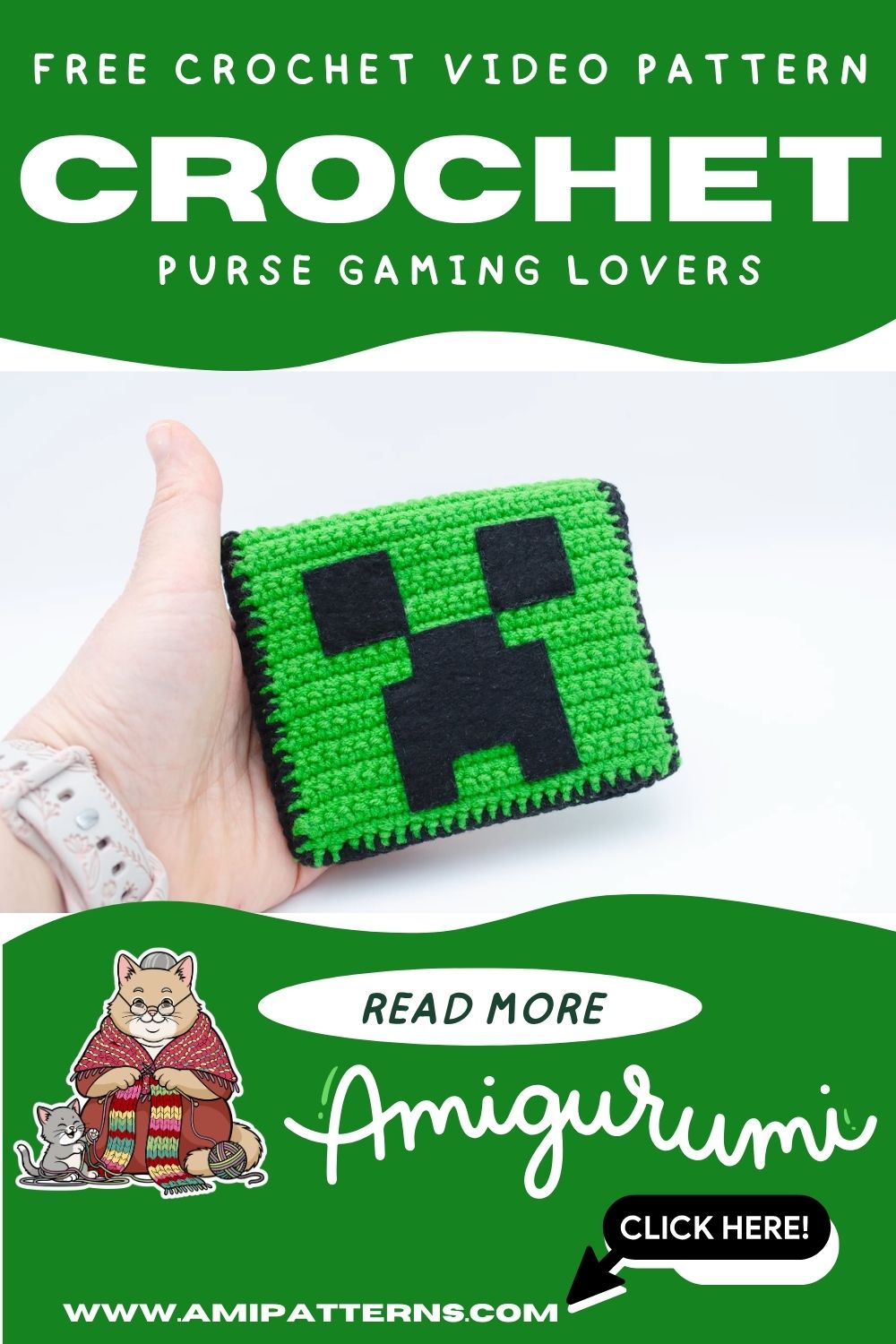 Graceful Crochet Purse Minecraft Inspired Cute Bag Handmade for Gaming Lovers