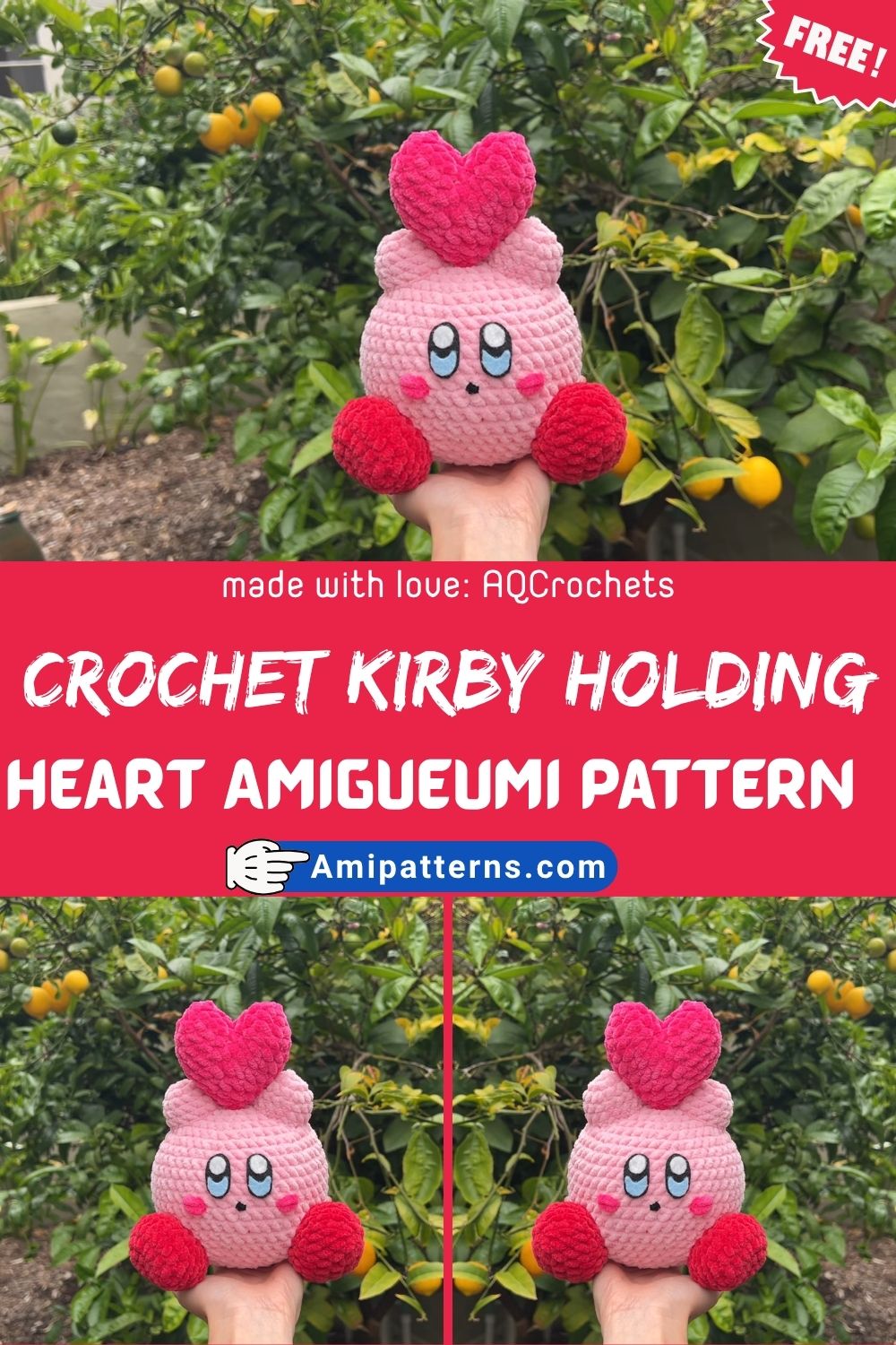 Luxurious Crochet Kirby Holding a Heart Amigueumi Pattern for Summer Fashion
