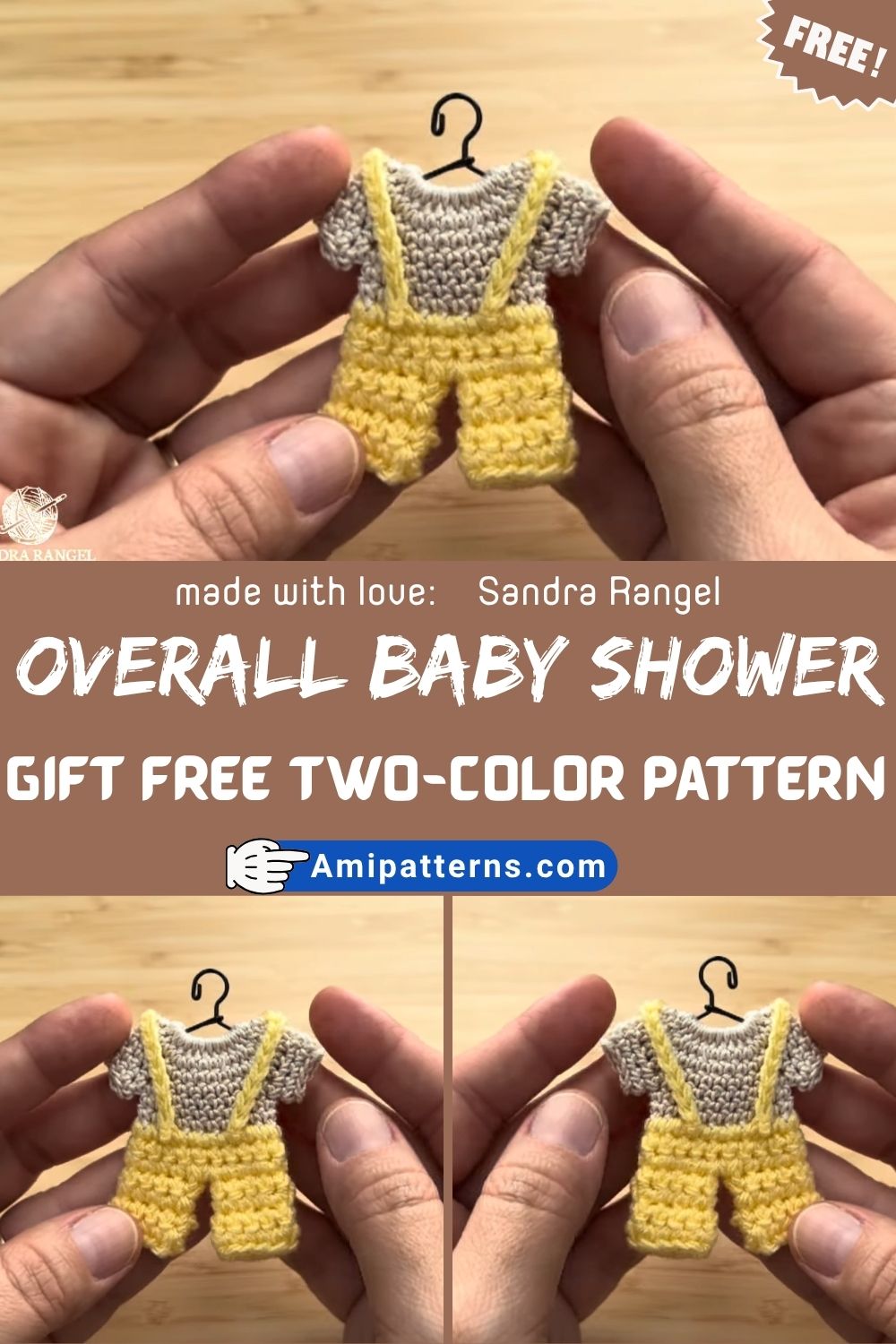 Balanced Crochet Mini Overall Baby Shower Gift Free Two-Color Pattern for Beginners