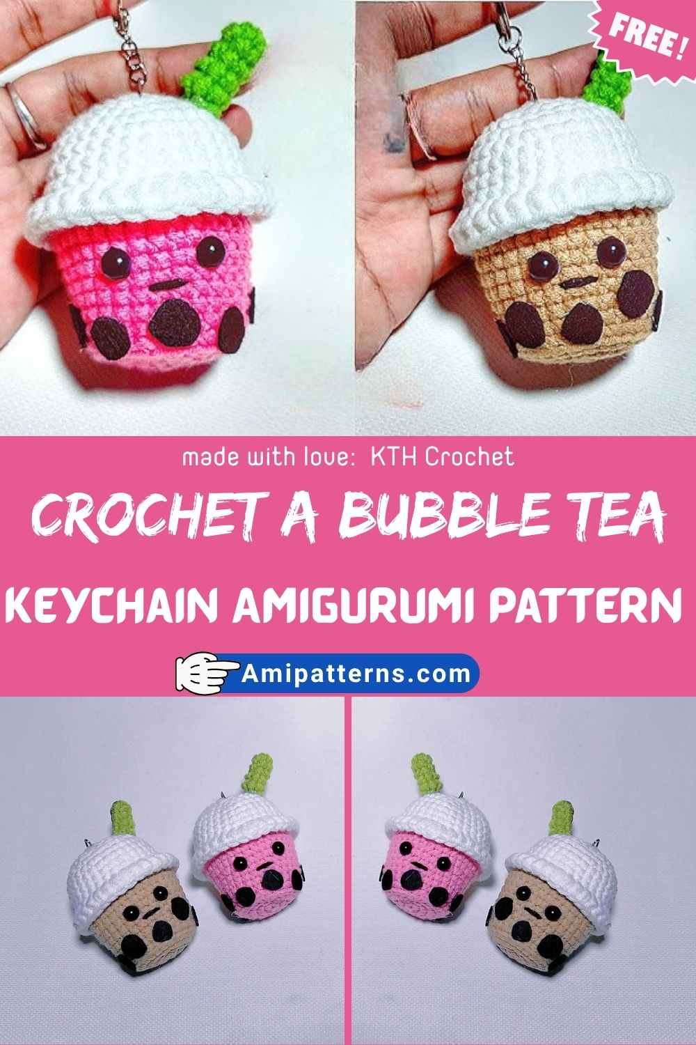 Sparkling Crochet a Bubble Tea Keychain Amigurumi Pattern That Look Adorable