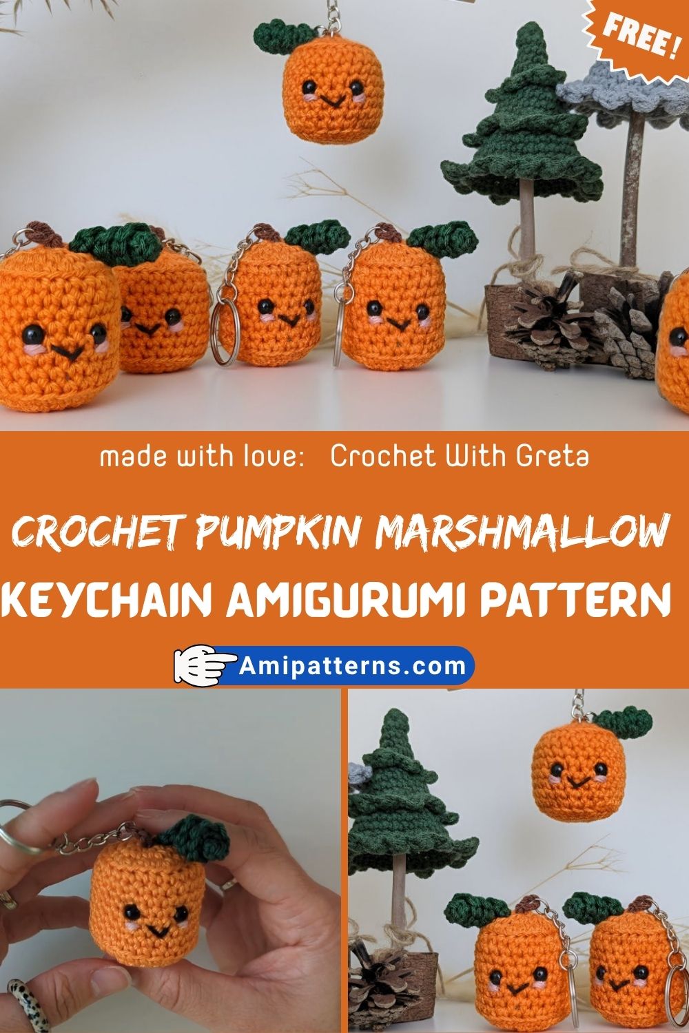 Crochet Pumpkin Marshmallow Keychain Amigurumi Pattern for Soft Toy Lovers