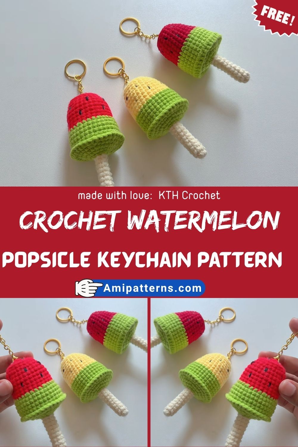 Fabulous Crochet Watermelon Popsicle Keychain Pattern for Instant Style