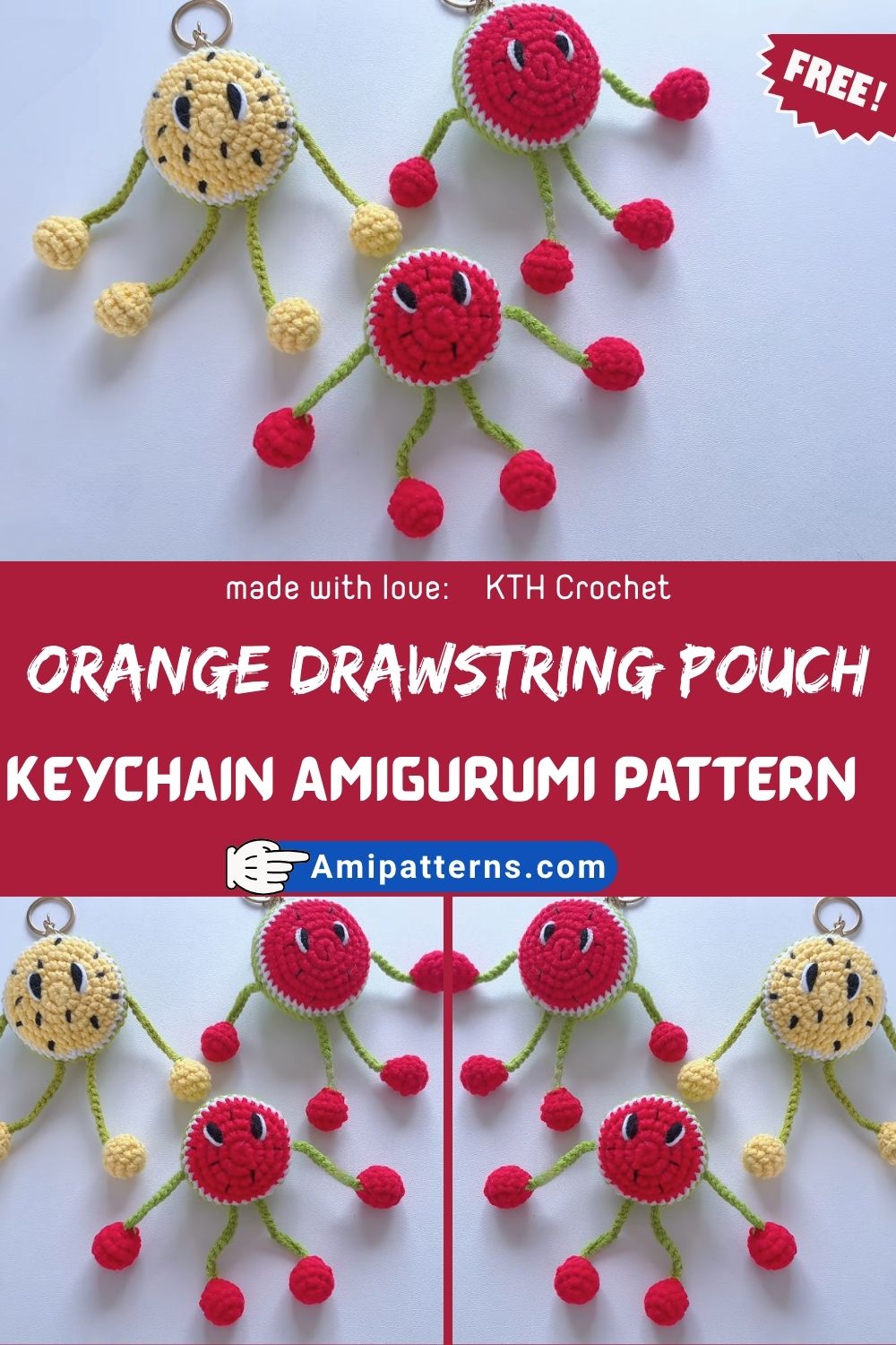Luxurious Crochet Watermelon Keychain Amigurumi Pattern for Stylish Appeal