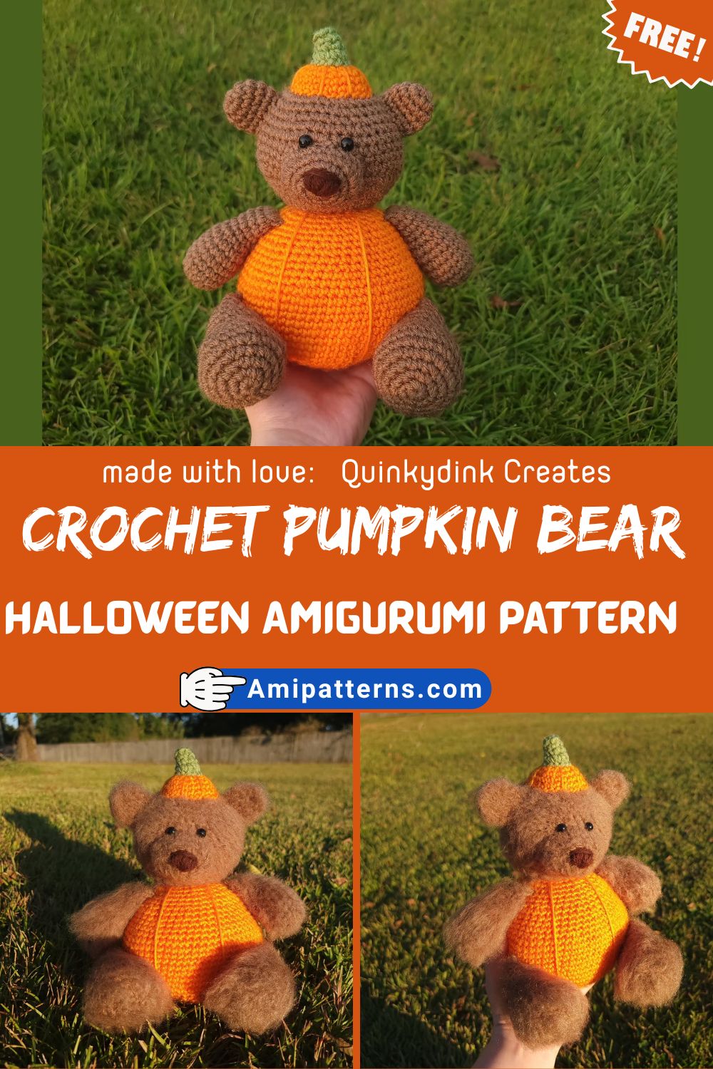 Classy Crochet Pumpkin Bear Halloween Amigurumi Pattern for a Cute Display