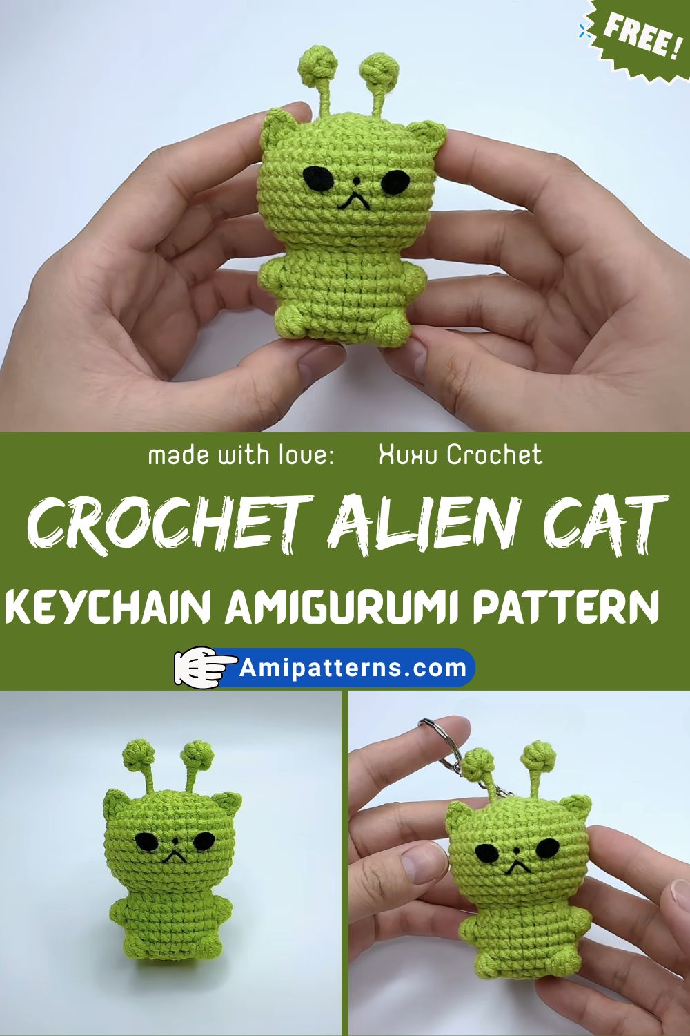 Elegant Crochet Alien Cat Keychain Amigurumi Pattern for Everyday Style