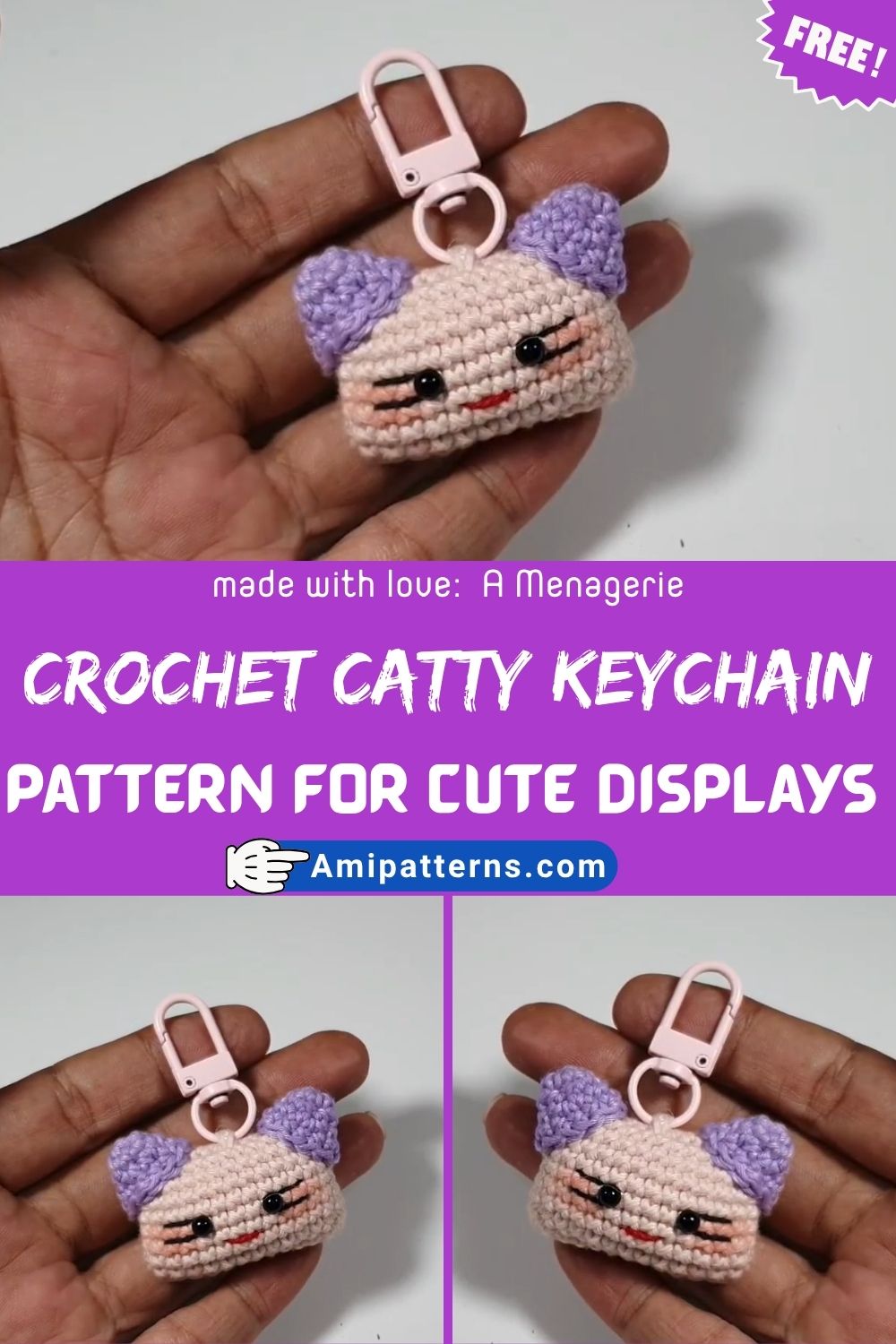 Genuine Crochet Catty Keychain Amigurumi Pattern for Cute Displays