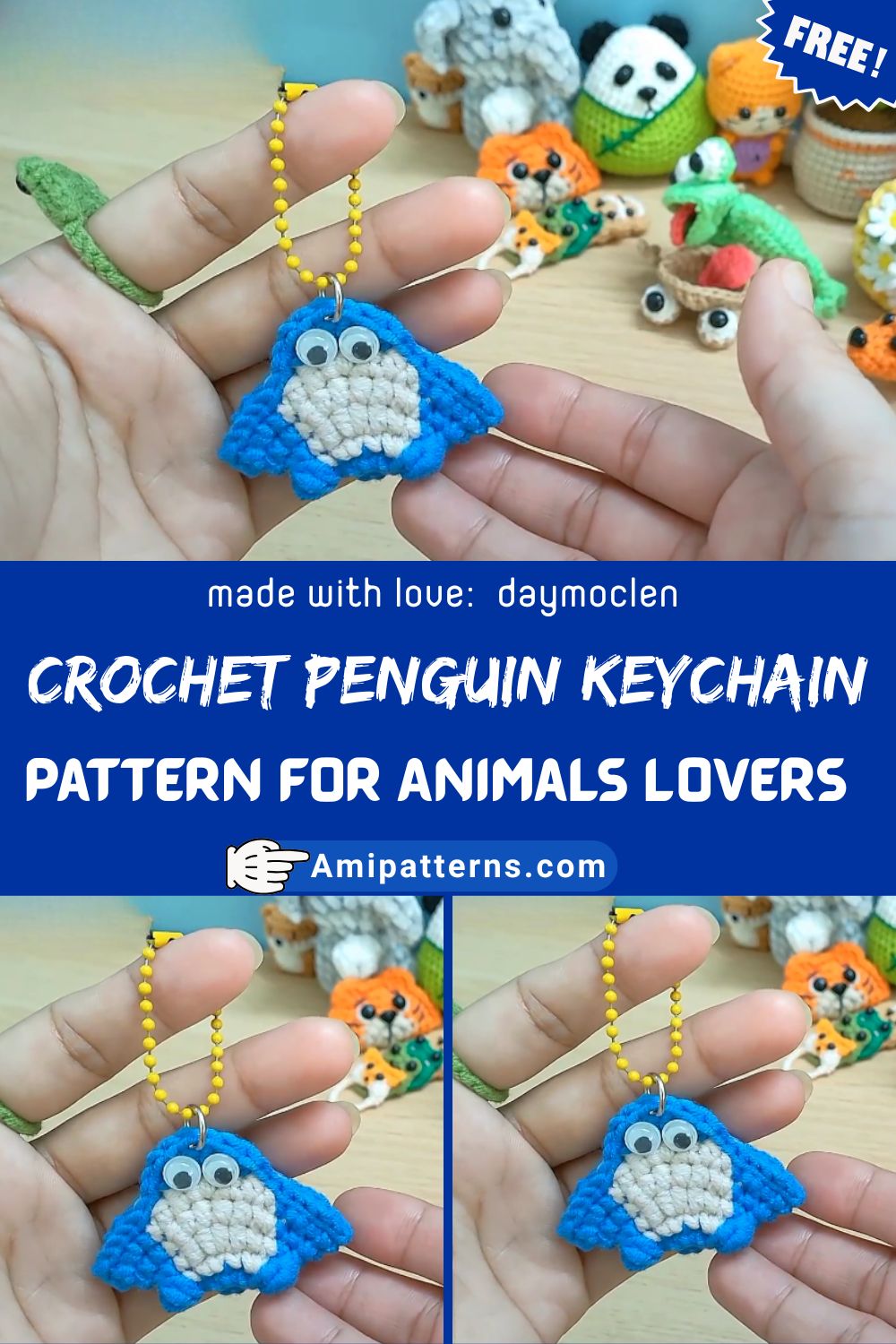 Awesome Crochet penguin keychain Amigurumi Pattern for Animals Lovers