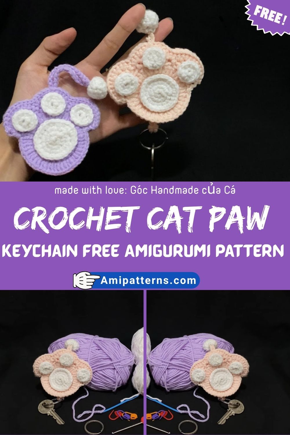 Obsessed With Crochet Cat Paw Keychain Free Amigurumi Pattern You Need to Try