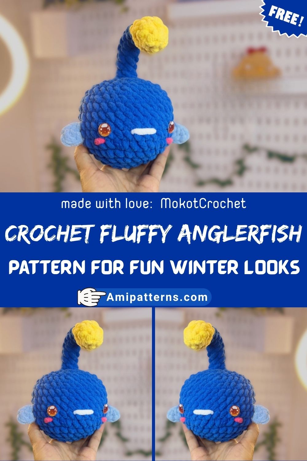Shining Crochet Fluffy Anglerfish Amigurumi Pattern for Fun Winter Looks