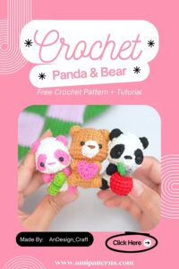 Handmade Crochet Panda & Bear Amigurumi Pattern Sweetest Gift Set for Animal Lovers