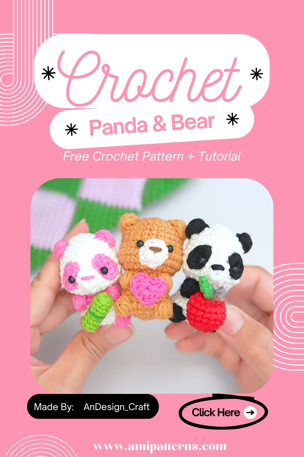 Handmade Crochet Panda & Bear Amigurumi Pattern Sweetest Gift Set for Animal Lovers