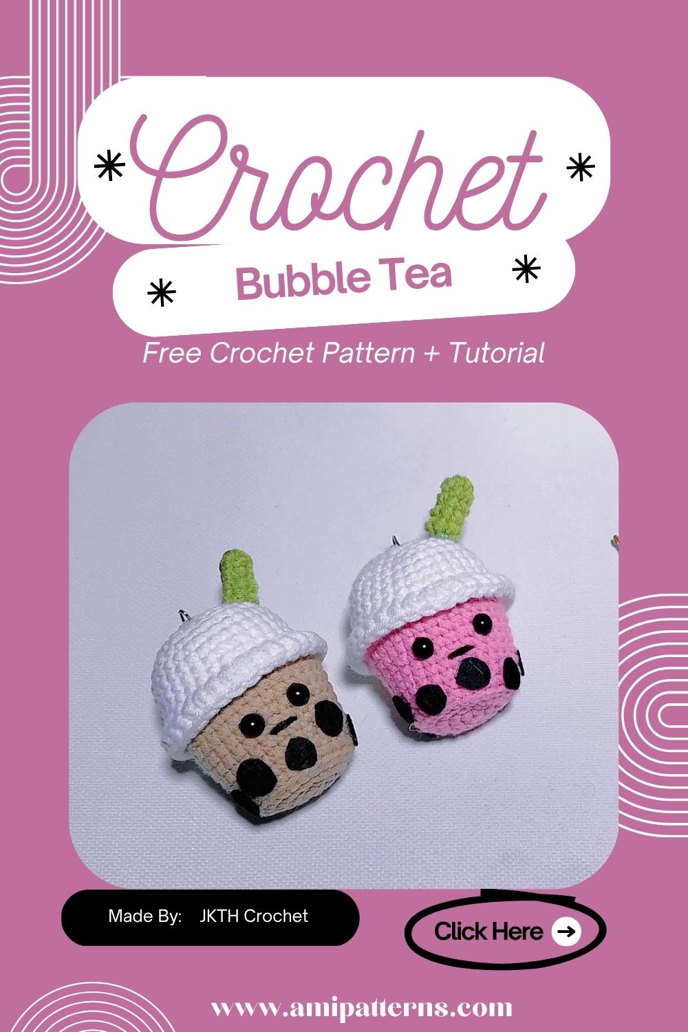Sparkling Crochet a Bubble Tea Keychain Amigurumi Pattern That Look Adorable