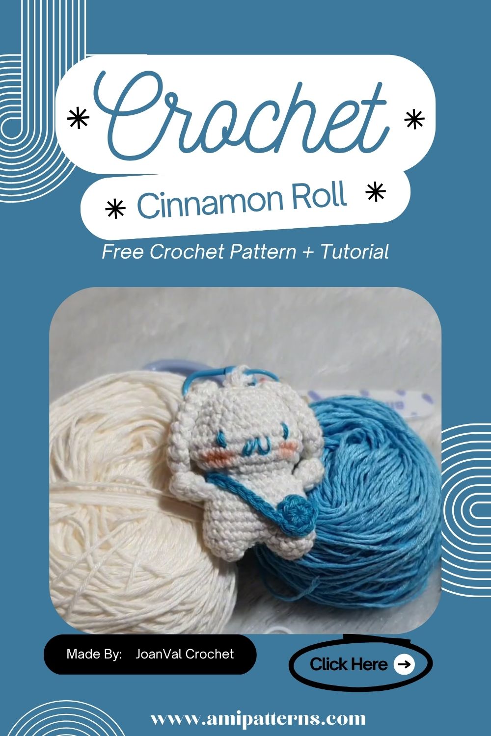 Dreamy Crochet Merajut Cinnamon Roll Keychain Amigurumi Pattern