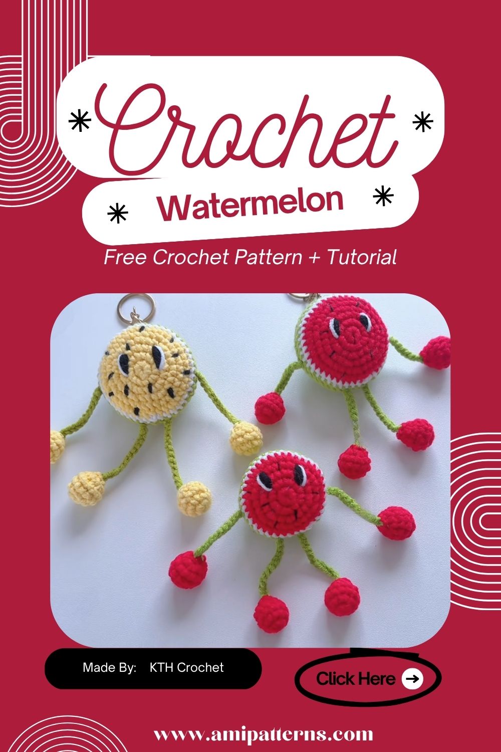 Luxurious Crochet Watermelon Keychain Amigurumi Pattern for Stylish Appeal