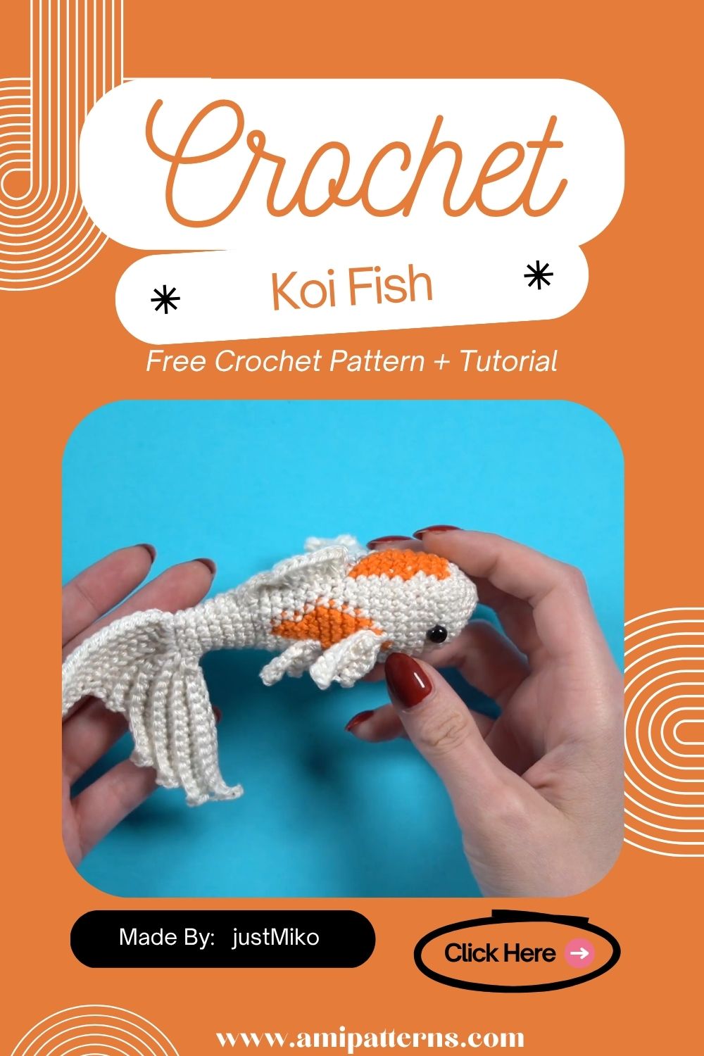 Amazing Crochet Small White Koi Fish Pendant & Keychain Amigurumi Pattern