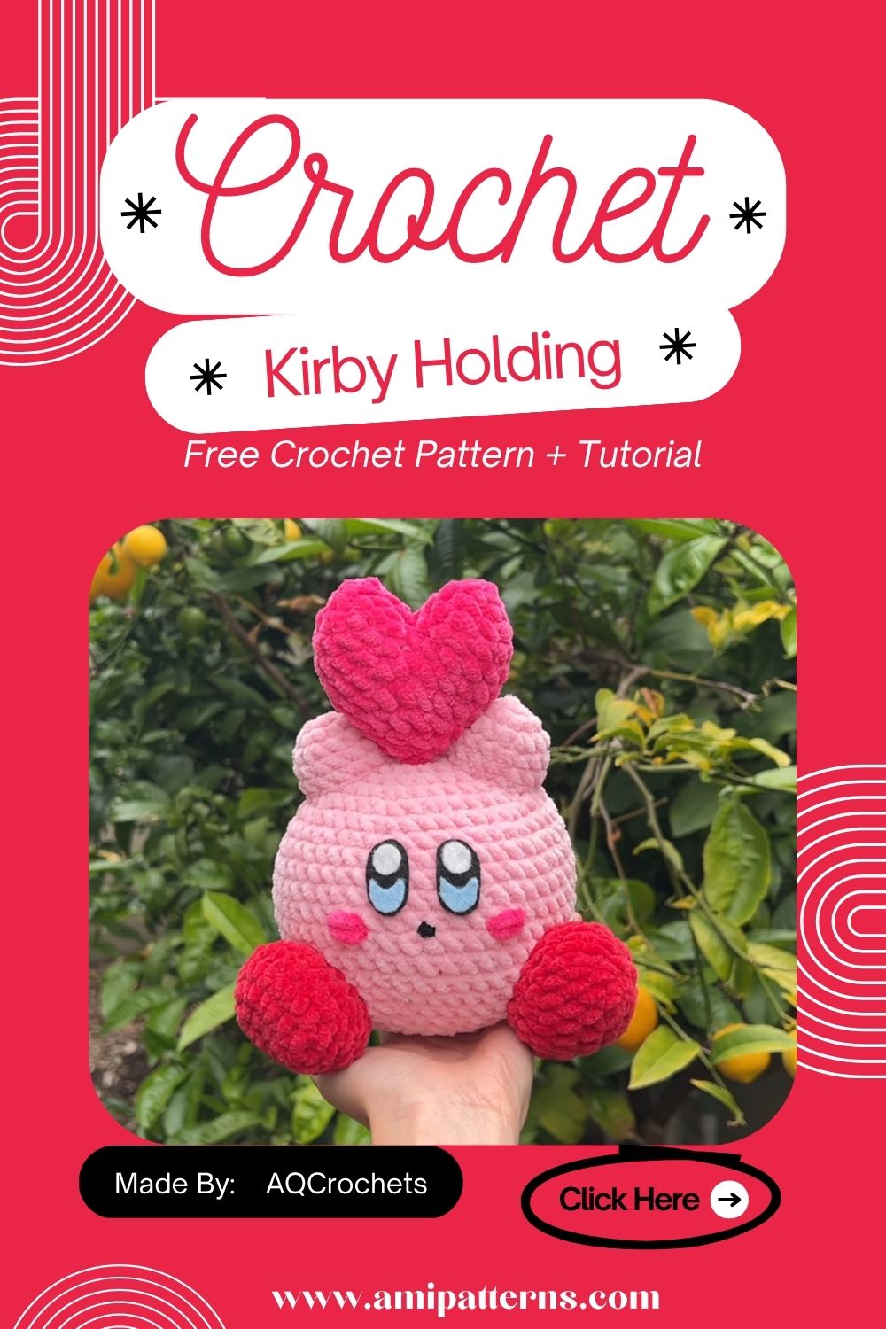 Luxurious Crochet Kirby Holding a Heart Amigueumi Pattern for Summer Fashion