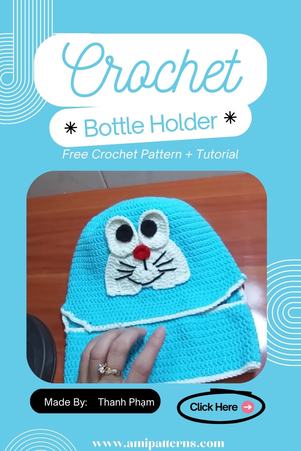 Luxurious Crochet Doraemon Bottle Holder Pattern for Beautiful Projects