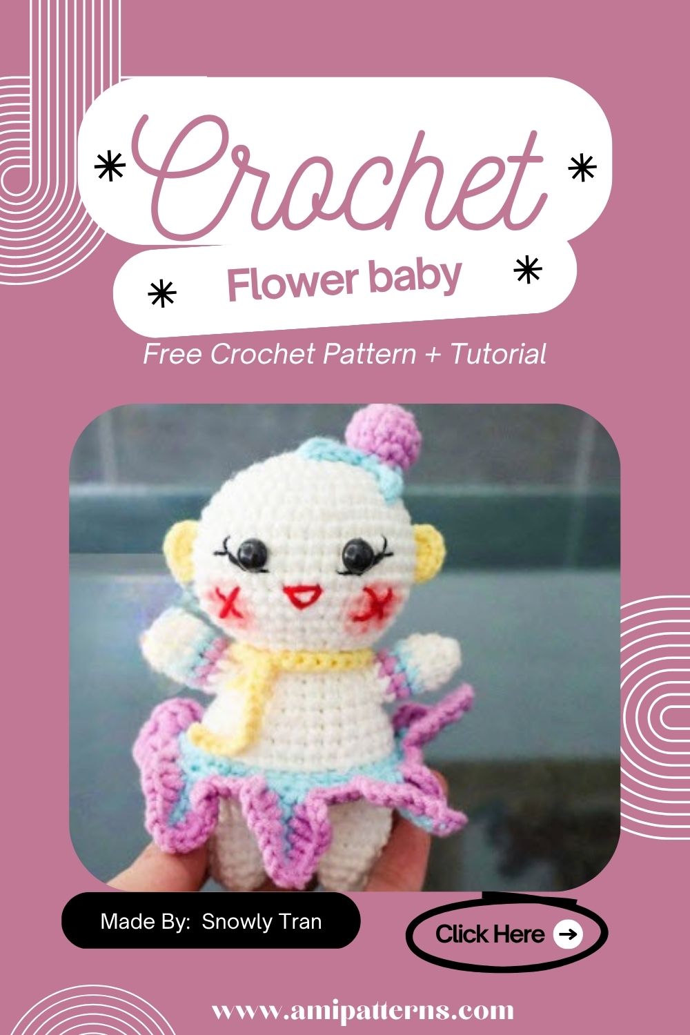 Vibrant Crochet Butterfly Pea Flower baby Amigurumi Pattern 