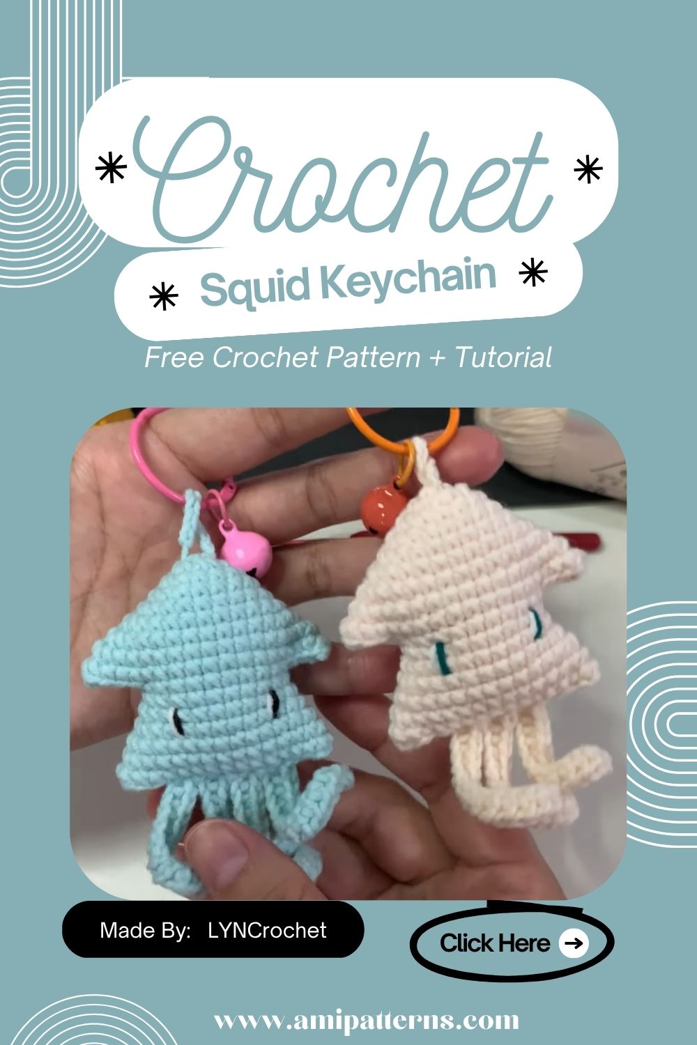 Crochet Squid Keychain Amigurumi Pattern Cutest Handmade Gift for Ocean & Sea Lovers