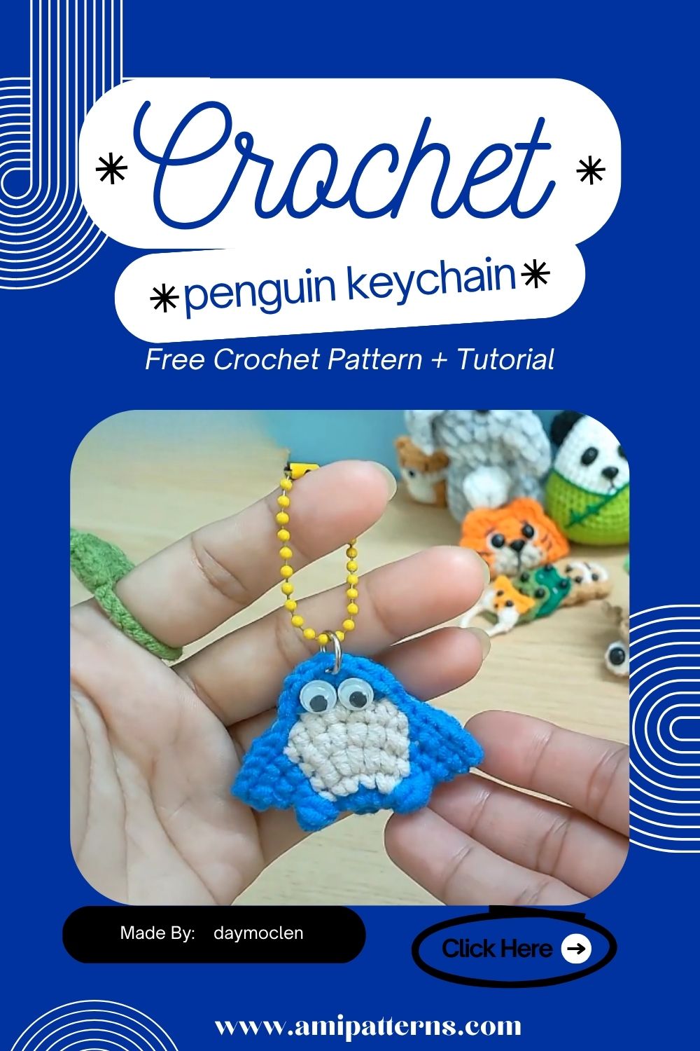 Awesome Crochet penguin keychain Amigurumi Pattern for Animals Lovers
