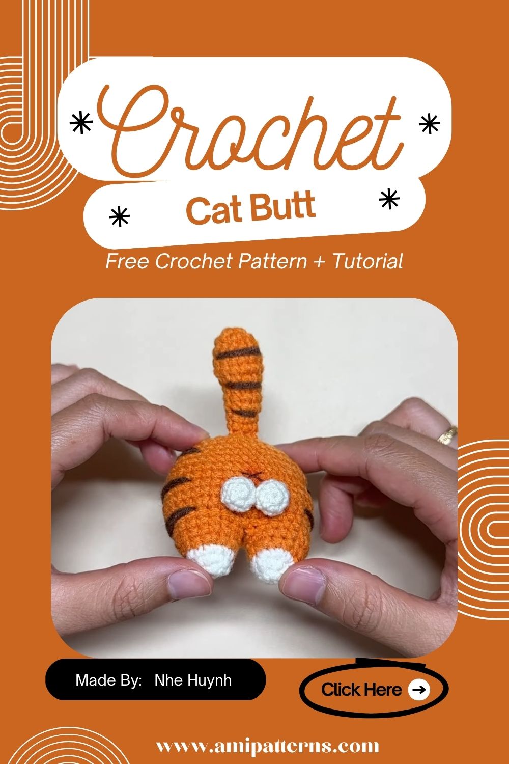 Fabulous Crochet Cat Butt Keychain Free Amigurumi Pattern Easy for Beginners