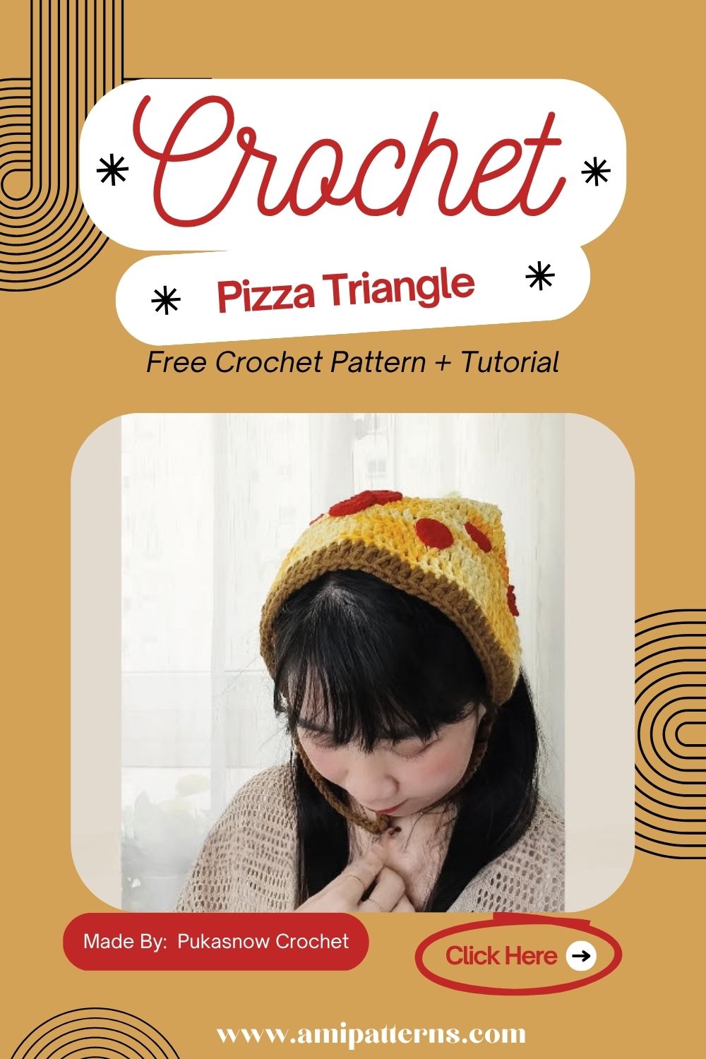 Free Crochet Pizza Triangle Pattern Headband for Kids