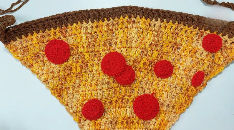 Free Crochet Pizza Triangle Pattern Headband for Kids