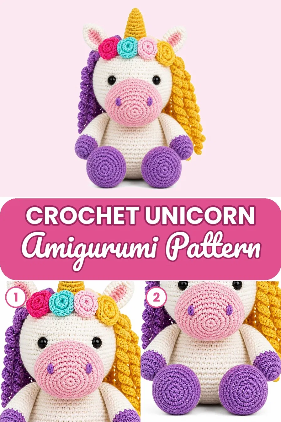Cute Crochet Unicorn Amigurumi Pattern
