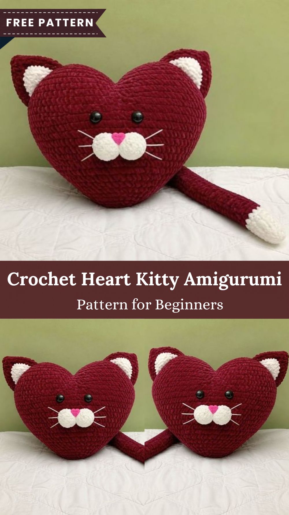 Easy Crochet Heart Kitty Amigurumi Pattern for Beginners
