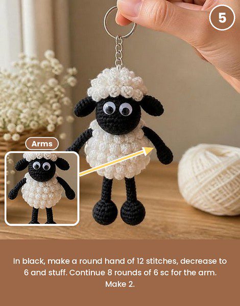 Small black ears sewn to both sides of the head.
