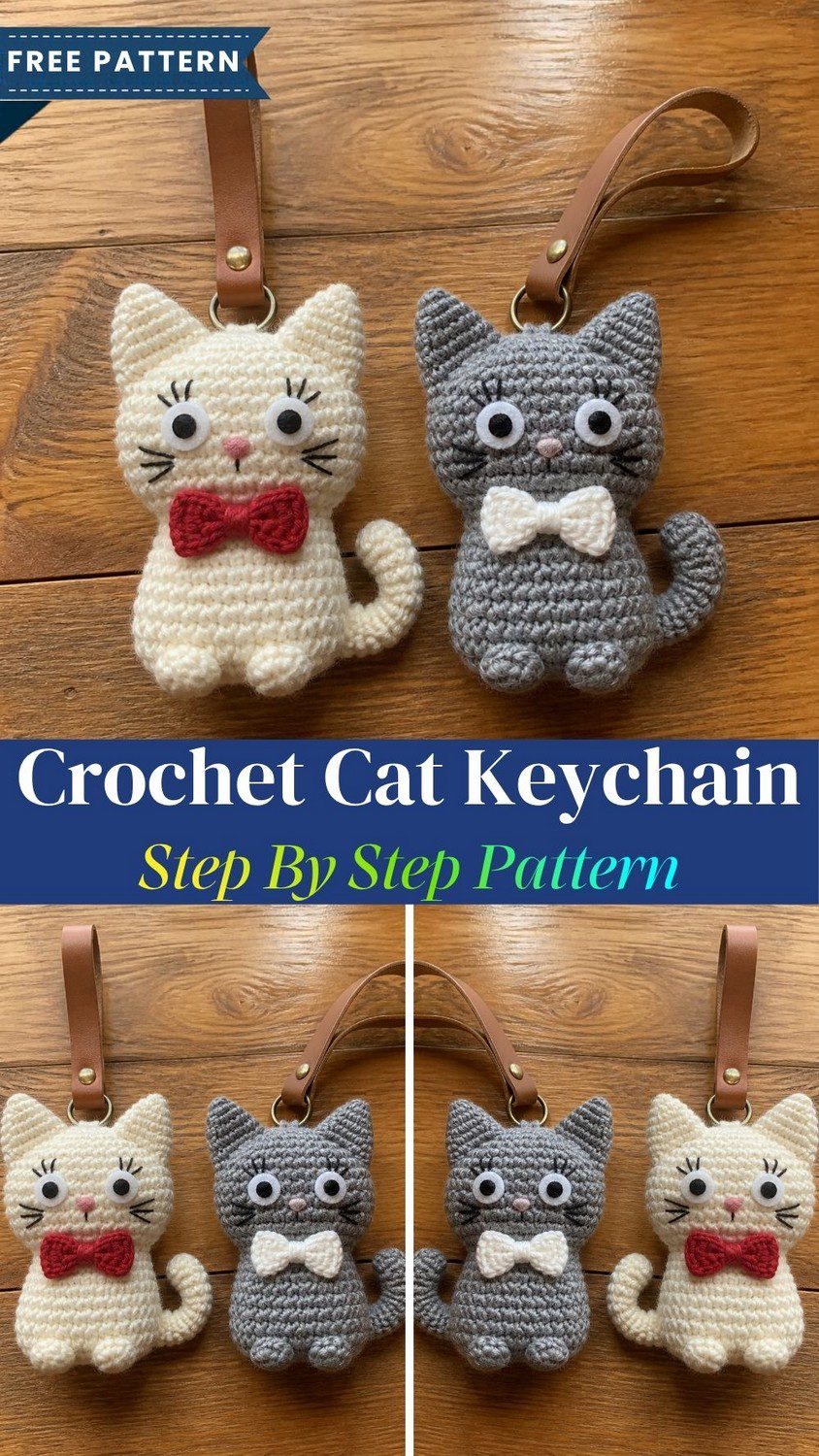 Trendy Crochet Cat Keychain for Bags
