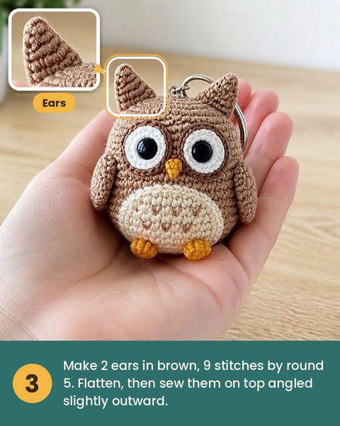 Two small brown ears flattened and ready to sew